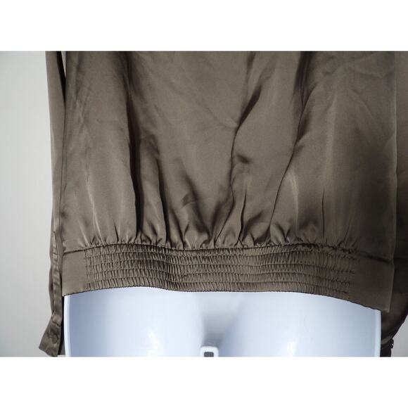 Linea By Louis Dell'Olio Medium Blouse Drapeneck Crossover Faux Tan Silky Taupe - Picture 5 of 12